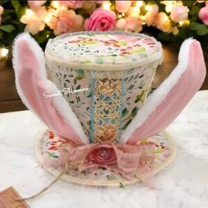 Victorian Style Gentleman Easter Bunny Top Hat Poseable Ears Whimsical Decor New